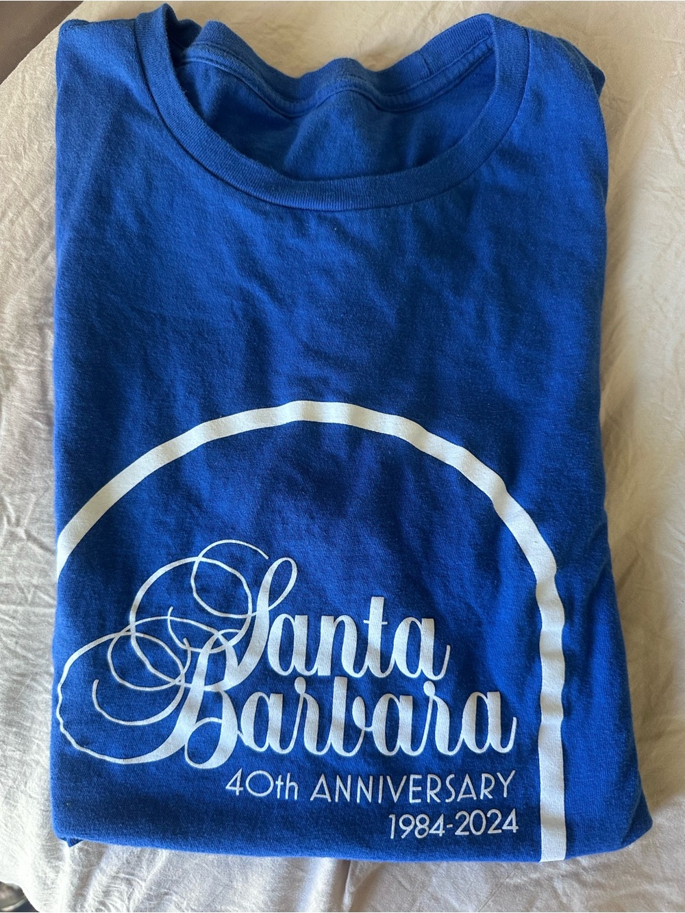 Santa Barbara 40th Anniversary Blue Graphic Tee and Canvas Tote Bag